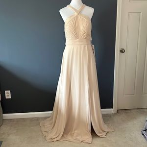 Mori Lee Champagne full length dress